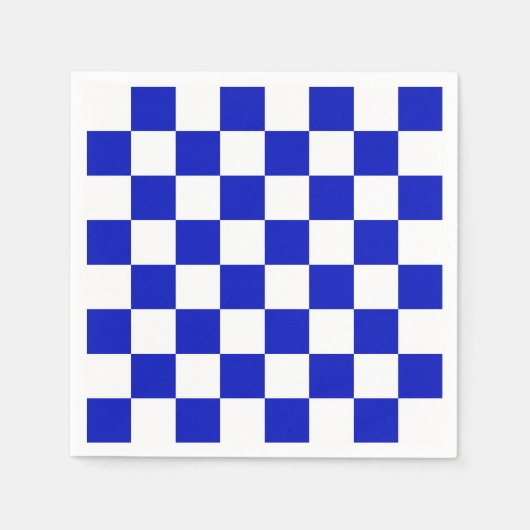 Royal Blue and White Schachbrett Board Muster Serviette (Vorderseite)