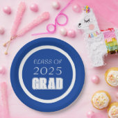 Royal Blue and White School Colors Abschluss Pappteller (Party)