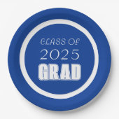 Royal Blue and White School Colors Abschluss Pappteller (Vorderseite)