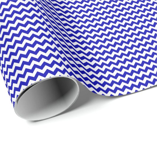 Royal Blue and White Small Zickzack Wrapping Paper Geschenkpapier (Rolleneckpunkt)