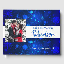 Royal Blue and White Snowflakes Winterhochzeit