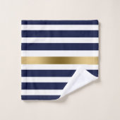 Royal Blue and White Stripes Badhandtuch Set (Waschlappen)