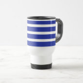 Royal Blue and White Stripes Reisebecher (VorderseiteRechts)
