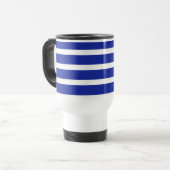 Royal Blue and White Stripes Reisebecher (Vorderseite Links)