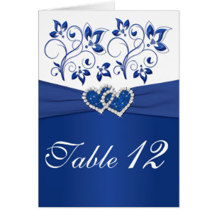 Royal Blue and White Tischnummer Card