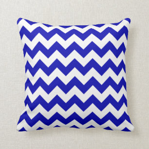 Royal Blue and White Zickzack Kissen