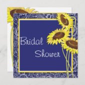 Royal Blue and Yellow Sunflowers Brautparty Einladung (Vorne/Hinten)