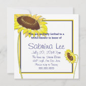 Royal Blue and Yellow Sunflowers Brautparty Einladung (Rückseite)