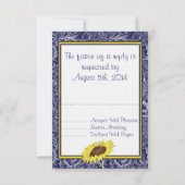 Royal Blue and Yellow Sunflowers UAWG RSVP Karte (Rückseite)