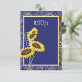 Royal Blue and Yellow Sunflowers UAWG RSVP Karte (Stehend Vorderseite)