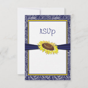 Royal Blue and Yellow Sunflown Collection UAWG RSVP Karte