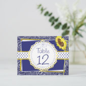 Royal Blue and Yellow Sunflown Table Card Postkarte (Stehend Vorderseite)