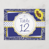 Royal Blue and Yellow Sunflown Table Card Postkarte (Rückseite)