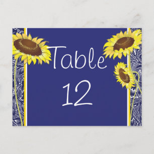 Royal Blue and Yellow Sunflown Table Card Postkarte