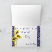 Royal Blue and Yellow Sunflows Danke, Card Dankeskarte (Innenseite)