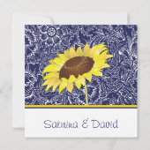 Royal Blue and Yellow Sunflows Save the Date (Rückseite)