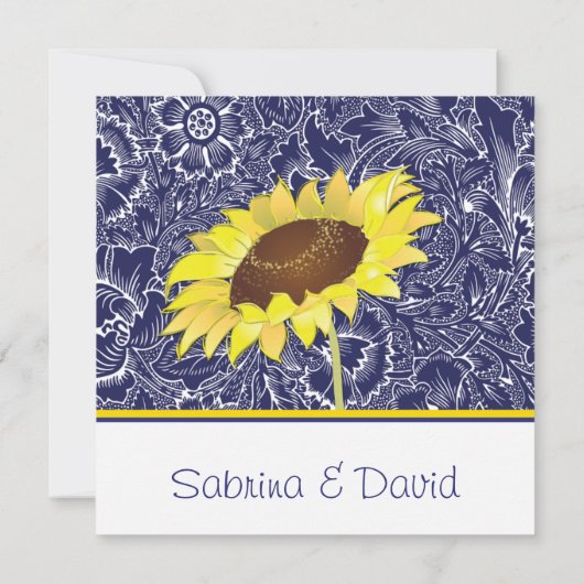 Royal Blue and Yellow Sunflows Save the Date (Rückseite)