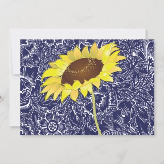 Royal Blue and Yellow Sunflows Save the Date Einladung (Rückseite)