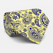 Royal Blue and Yellow Vintag Paisley Pattern Krawatte (Gerollt)