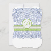Royal Blue Apple Green Gray Love Birds Wedding Einladung (Vorderseite)