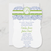 Royal Blue Apple Green Gray Love Birds Wedding Einladung (Rückseite)