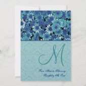 Royal Blue & Aqua Daisy Wedding Premium Metallic Einladung (Rückseite)