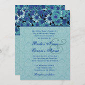 Royal Blue & Aqua Daisy Wedding Premium Metallic Einladung (Vorne/Hinten)