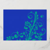Royal Blue Aquamarin Real Gold Foil Folieneinladung (Rückseite)