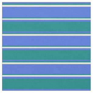 Royal Blue, Aquamarin & White Lines/Stripes Muster Stoff