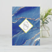 *~ ROYAL BLUE AR66 QR + UAWG Agate Wedding Einladung (Stehend Vorderseite)