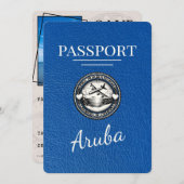 Royal Blue Aruba Passport Save the Date (Vorne/Hinten)