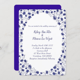 Royal Blue Aster Blume Hochzeiten Einladungen