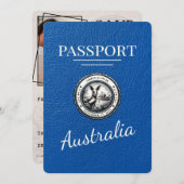 Royal Blue Australia Passport Save the Date (Vorne/Hinten)