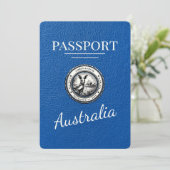 Royal Blue Australia Passport Save the Date (Stehend Vorderseite)