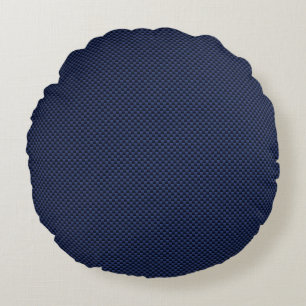 Royal Blue Automotive Carbon Fibre Decor Print Rundes Kissen