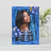 Royal Blue Balloons Foto Einladung (Stehend Vorderseite)