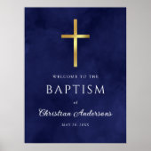 Royal Blue Baptisy Boy Welcome Sign Poster (Vorne)