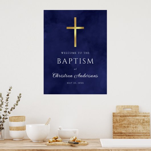 Royal Blue Baptisy Boy Welcome Sign Poster (Küche)