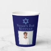 Royal Blue Bar Mitzvah Foto Star von David Party Pappbecher (Rückseite)