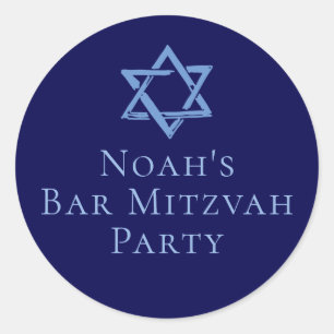 Royal Blue Bar Mitzvah Party Star von David Runder Aufkleber
