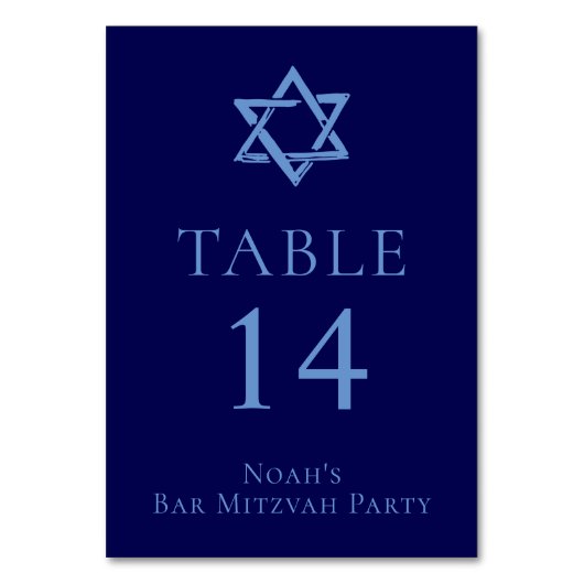 Royal Blue Bar Mitzvah Party Star von David Tischnummer (Vorderseite)