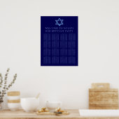 Royal Blue Bar Mitzvah Star der David Seating Char Poster (Küche)