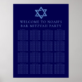 Royal Blue Bar Mitzvah Star der David Seating Char Poster