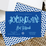 Royal Blue Bat Mitzvah Floral, Polka Dots Einladung<br><div class="desc">Diese botanisch blaue Fledermaus-Mitzvah-Einladung ist noch attraktiver mit lustigen Polka-Punkten auf der Rückseite. Die wunderschöne hellblaue Typografie hat wilde Blume, die Sie bewegen und mit Ihrer Schrift verändern können, um dies noch schöner zu machen! Botanische Kunstwerke können zusammen mit Ihrem Text farblich verändert werden. Ändern Sie einfach die Hintergrundfarbe auf...</div>