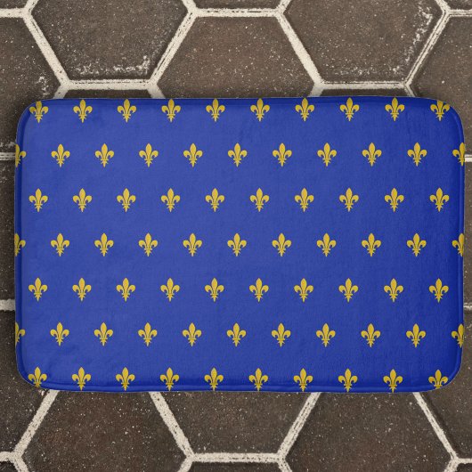 Royal Blue Bath Mat mit goldener Lilie Badematte