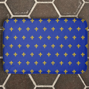 Royal Blue Bath Mat mit goldener Lilie Badematte