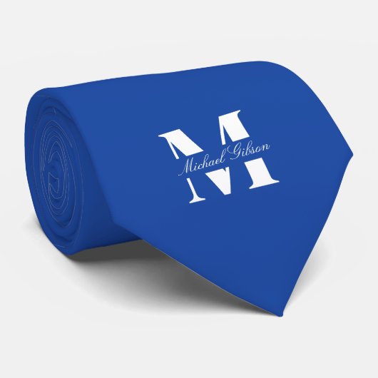 Royal Blue | Benutzerdefinierte Monogramm-Hochzeit Krawatte (Gerollt)