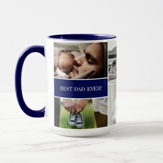 Royal Blue Best Vater je Foto Collage Daddy Tasse (Links)
