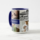 Royal Blue Best Vater je Foto Collage Daddy Tasse (Vorderseite Links)