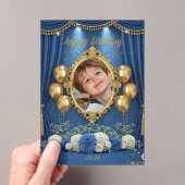 Royal Blue Birthday Photo Invitation for Boy Acryleinladungen (Insitu (Handheld))